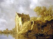 Jan van  Goyen River landscape with a ruin oil painting on canvas
